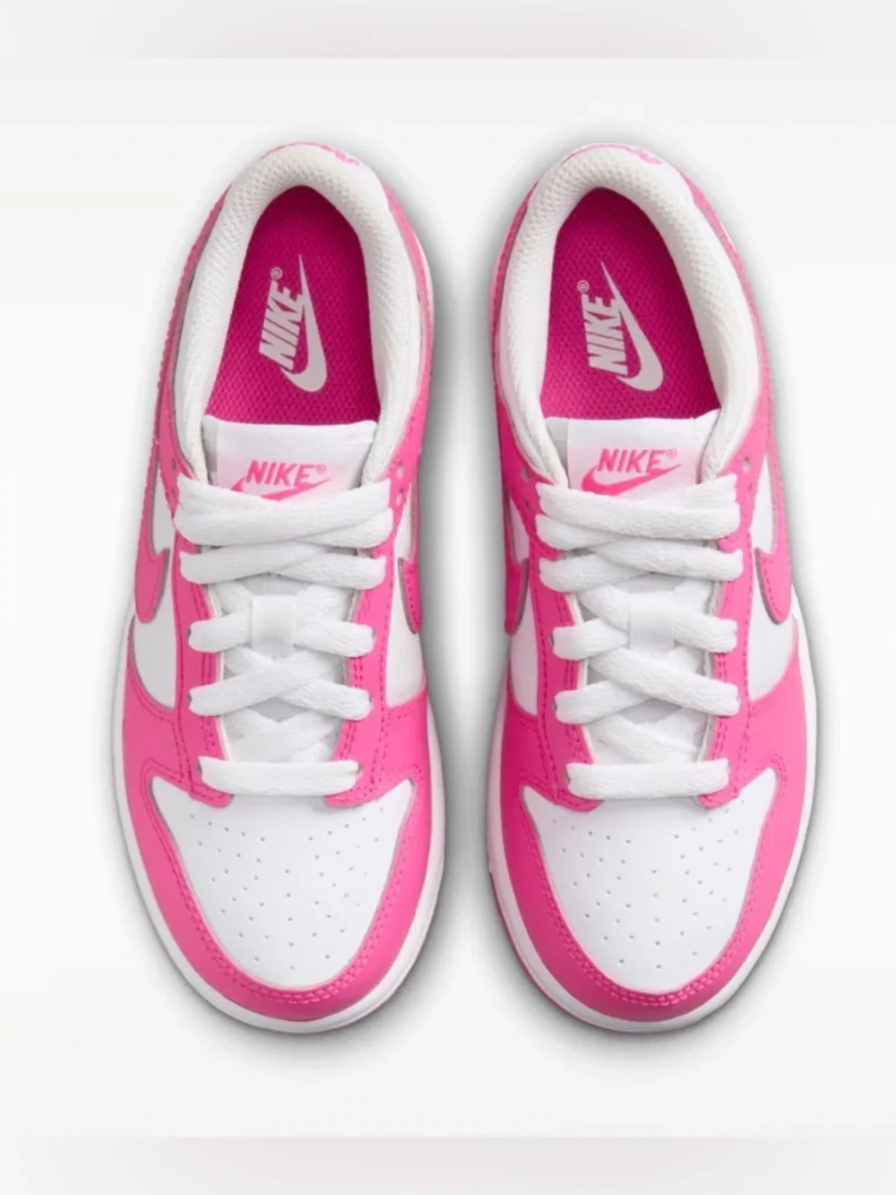 NIB [Nike] Dunk Low Top Shoes Sneakers Fuchsia Pink/White Little Kids Youth 11 C - Picture 4 of 16